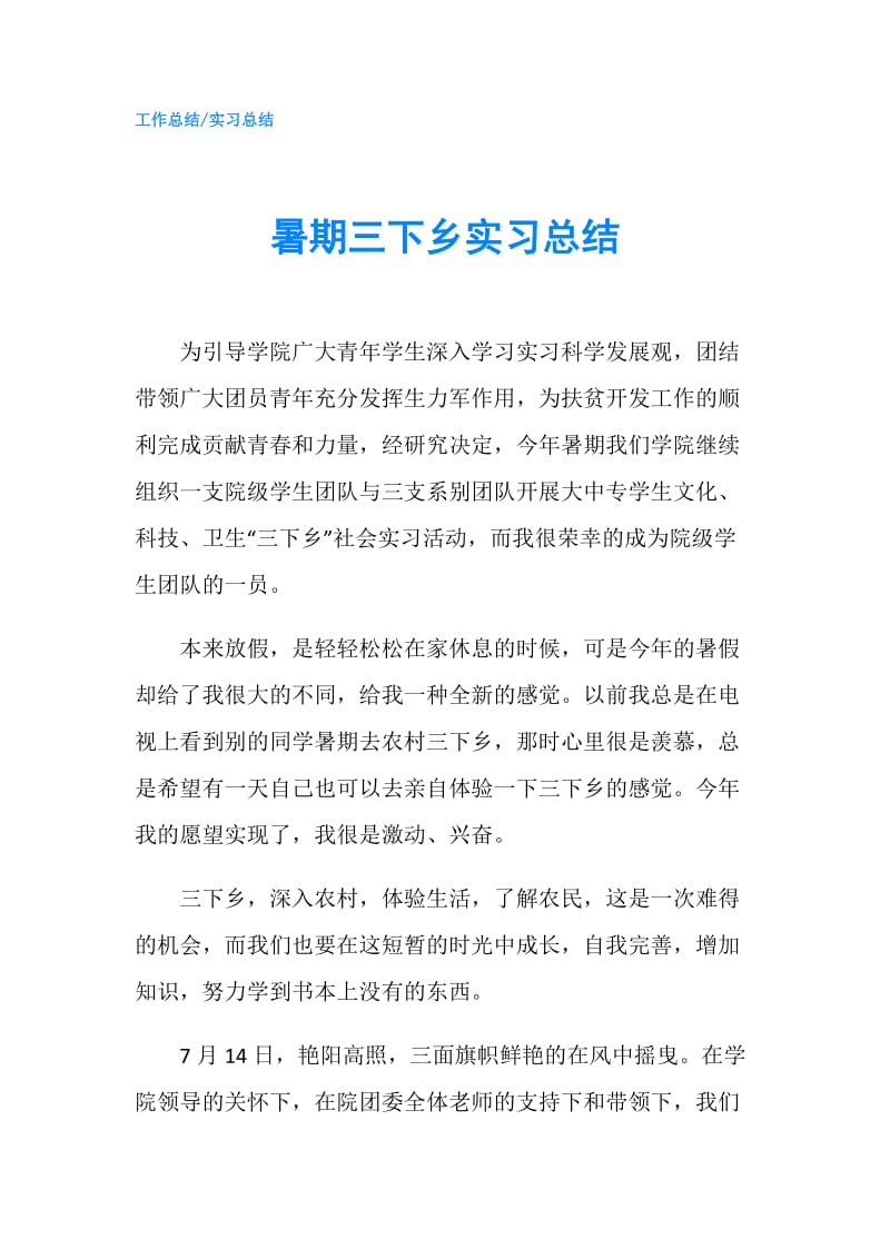 暑期三下乡实习总结.doc_第1页