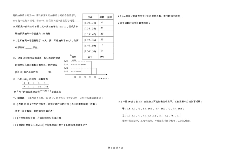 人教版鄂旗二中高二数学必修3第二章(统计)检测_第2页