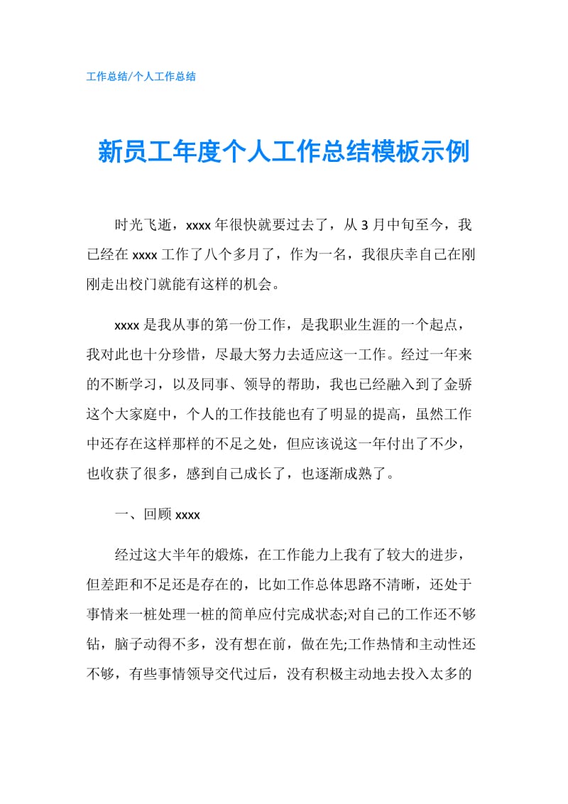 新员工年度个人工作总结模板示例.doc_第1页