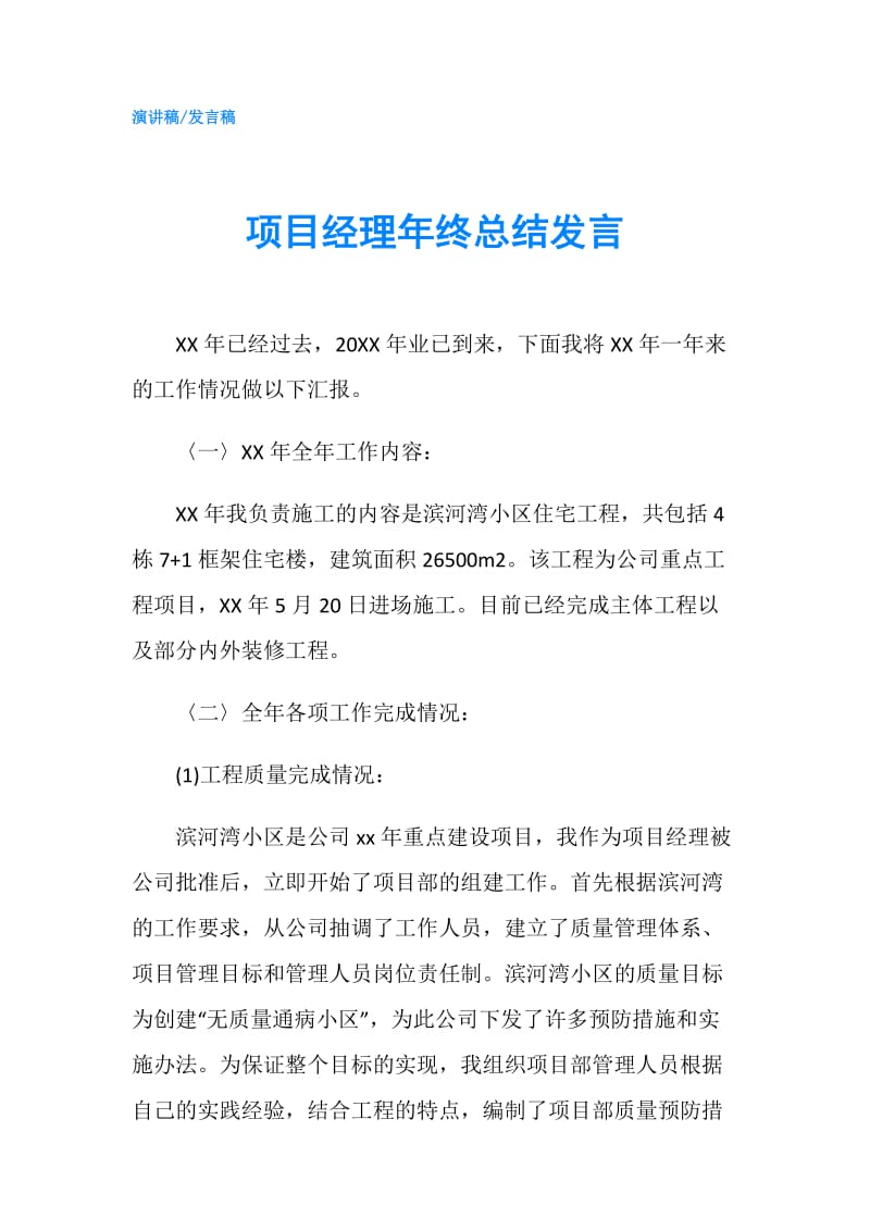 项目经理年终总结发言.doc_第1页