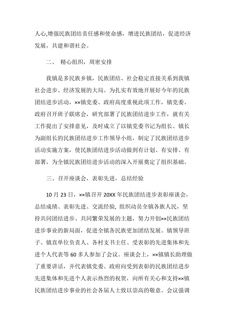 镇20XX年民族团结进步年终工作总结.doc_第2页