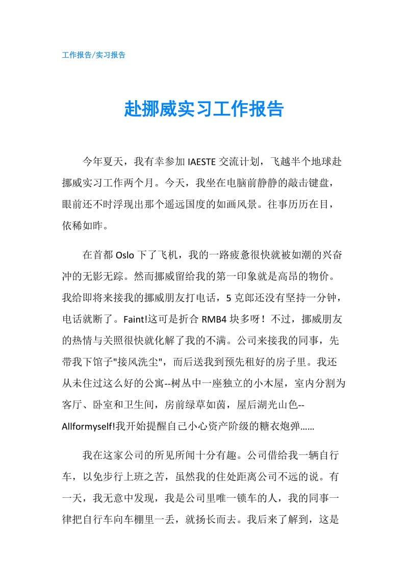 赴挪威实习工作报告.doc_第1页