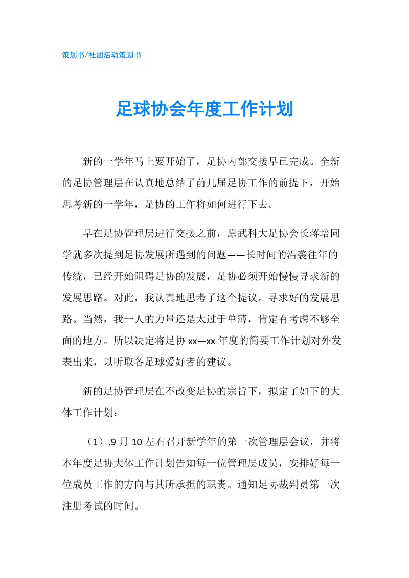 足球协会年度工作计划.doc_第1页