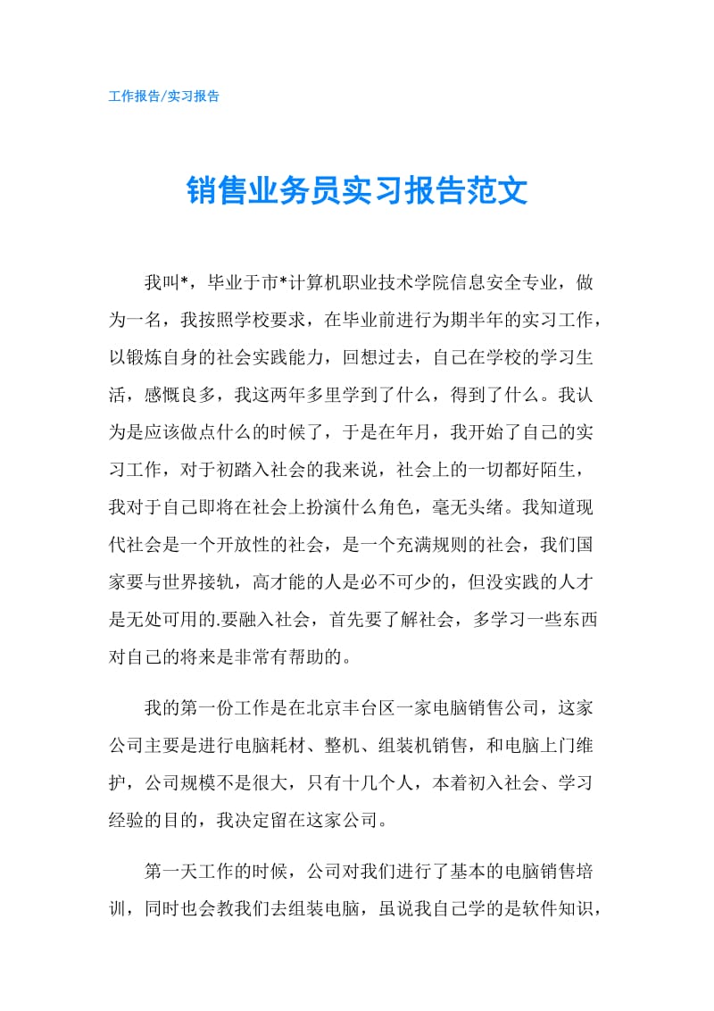 销售业务员实习报告范文.doc_第1页