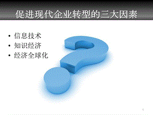 促進現(xiàn)代企業(yè)轉(zhuǎn)型的三大因素ppt課件