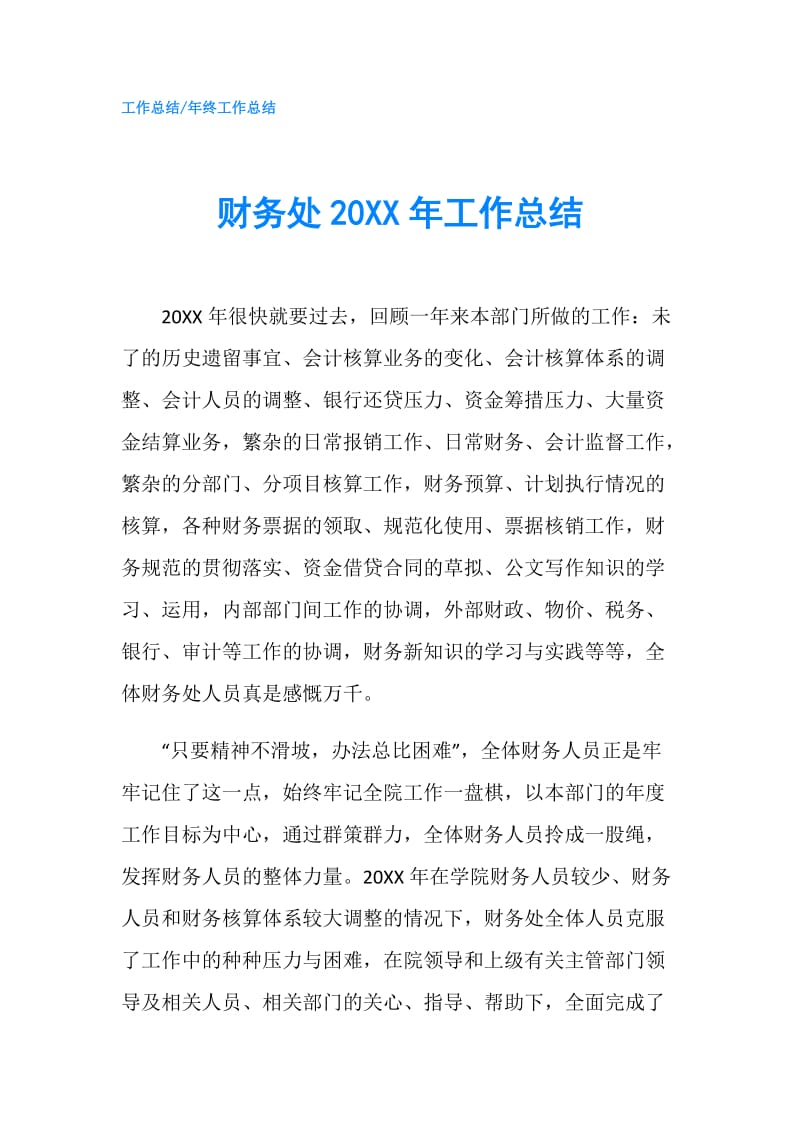 财务处20XX年工作总结.doc_第1页