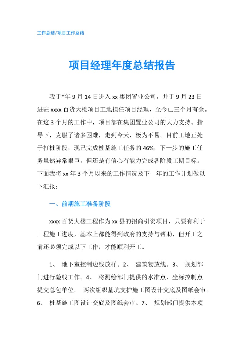 项目经理年度总结报告.doc_第1页