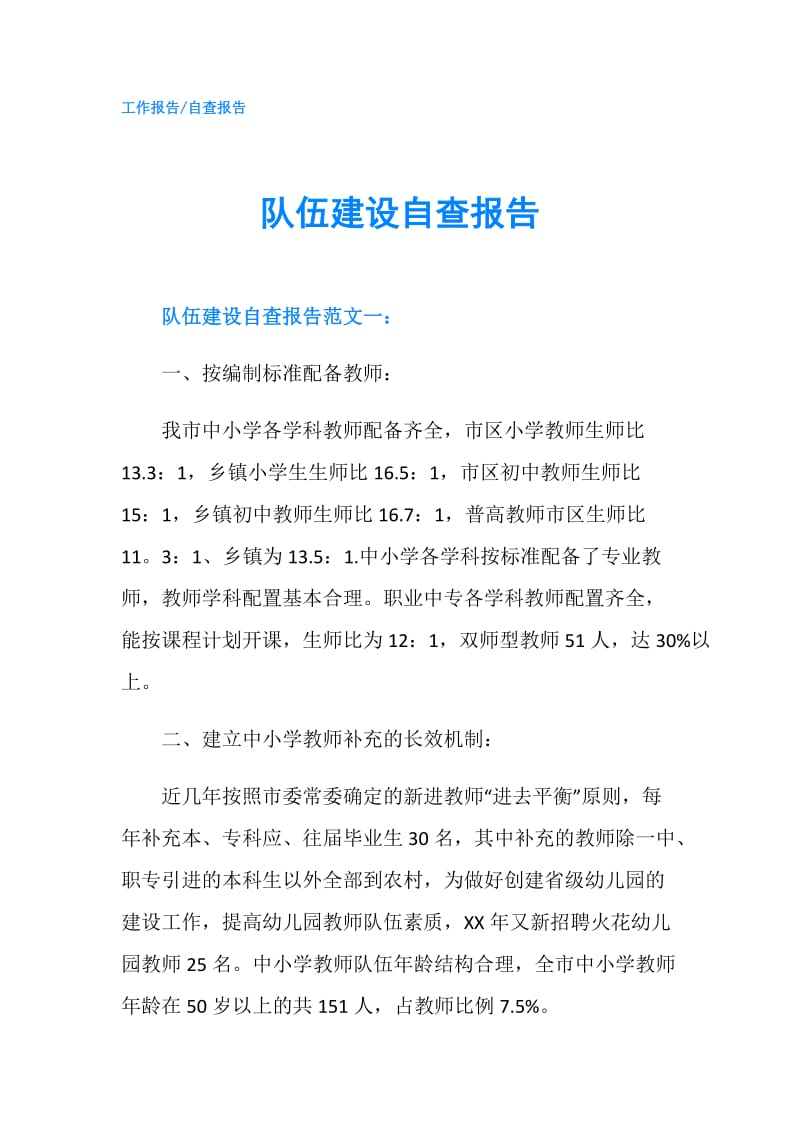 队伍建设自查报告.doc_第1页