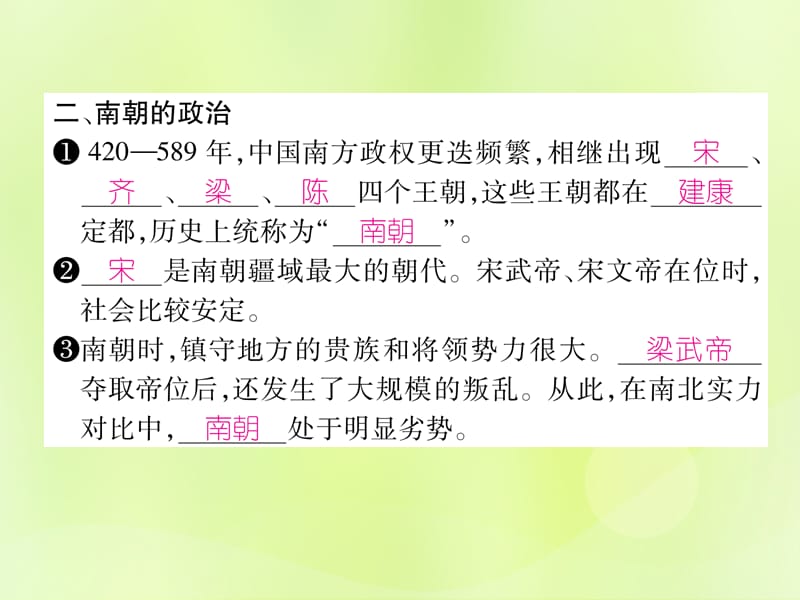 七年级历史上册第4单元三国两晋南北朝时期政权分立与民族交融第18课东晋南朝时期江南地区的开发作业课件1205310_第3页