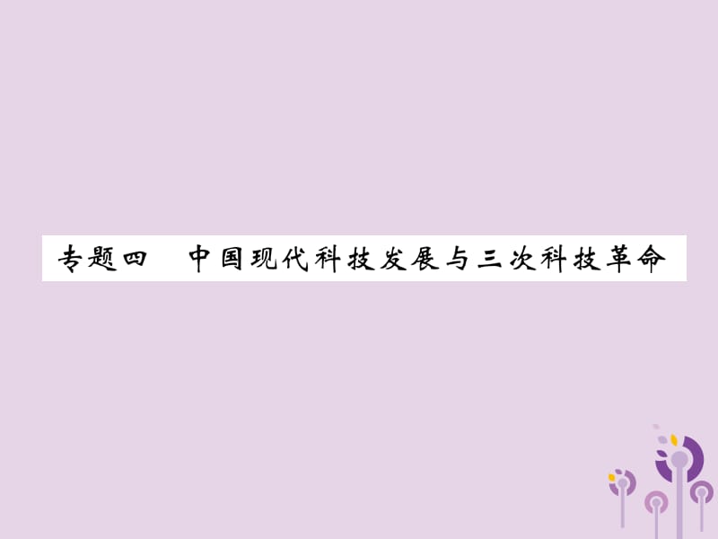 中考历史总复习第二编热点专题速查篇专题4中国现代科技发展与三次科技革命（精练）课件_第1页