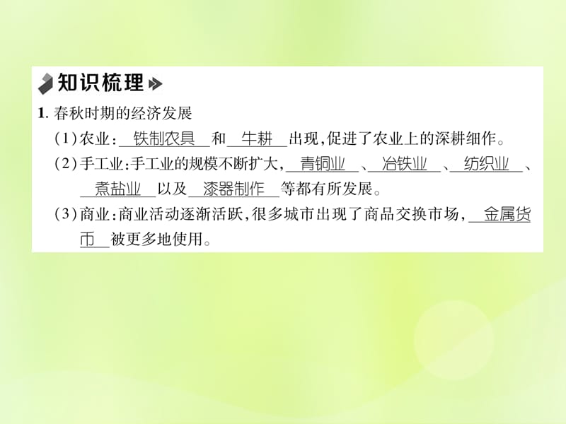 七年级历史上册课时知识梳理第2单元早期国家与社会变革第6课动荡的春秋时期课件_第2页