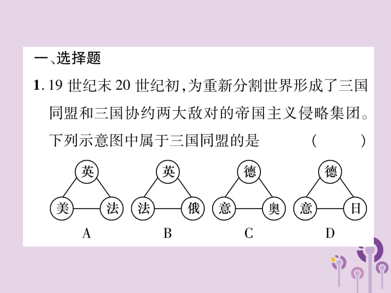 中考历史总复习第二编热点专题速查篇专题8近现代国际关系的演变（精练）课件_第2页