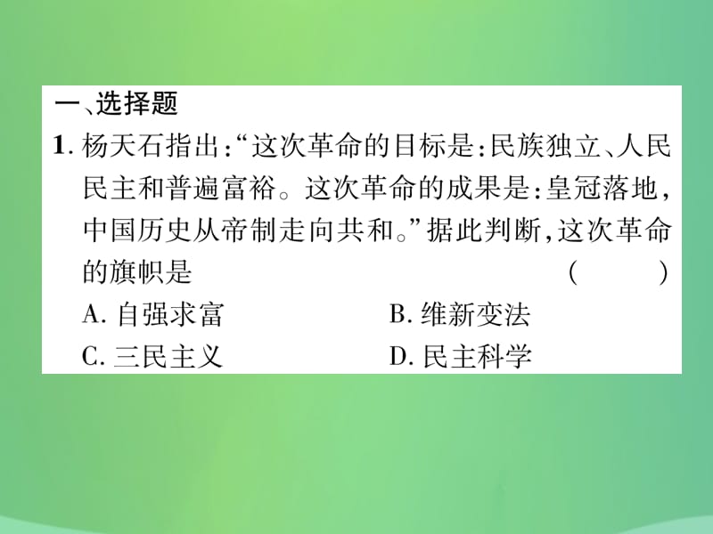 中考历史总复习第二编热点专题速查篇专题9民主与法制建设（精练）课件_第2页