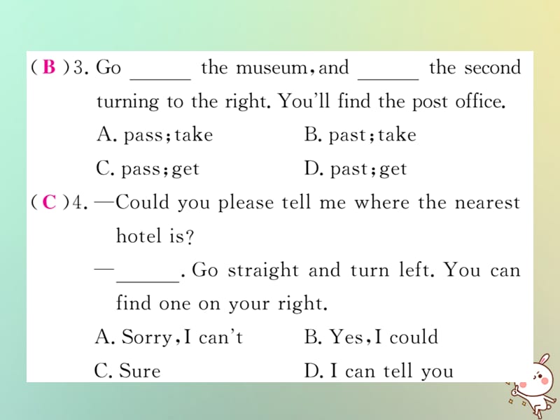 九年级英语全册Unit3CouldyoupleasetellmewheretherestroomsareSectionA1a_2d课时检测课件27_第3页