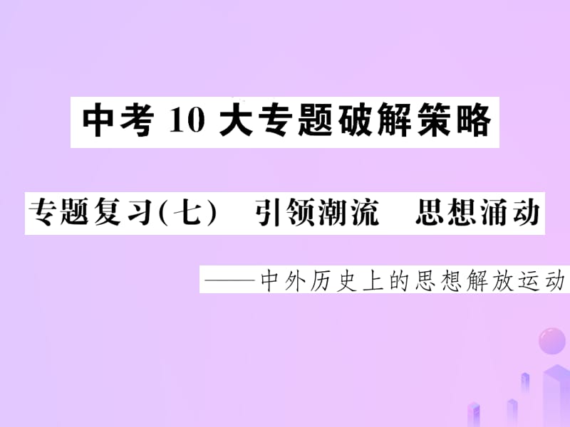 中考历史中考十大专题破解策略专题复习（七）引领潮流思想涌动—中外历史上的思想解放运动课件 (1)_第1页