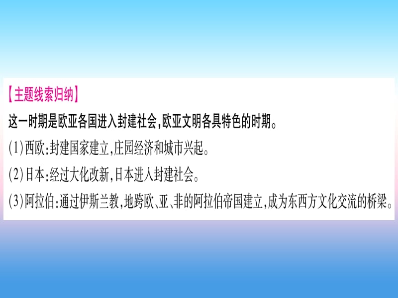 中考历史总复习第一篇考点系统复习板块4世界古、近代史主题二中古时期的欧洲与亚洲（精讲）课件_第3页