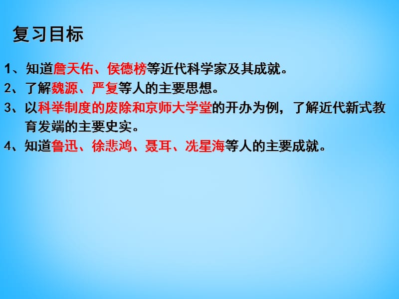 中考历史第一轮考点冲刺复习八上第七单元科学技术与思想课件_第2页