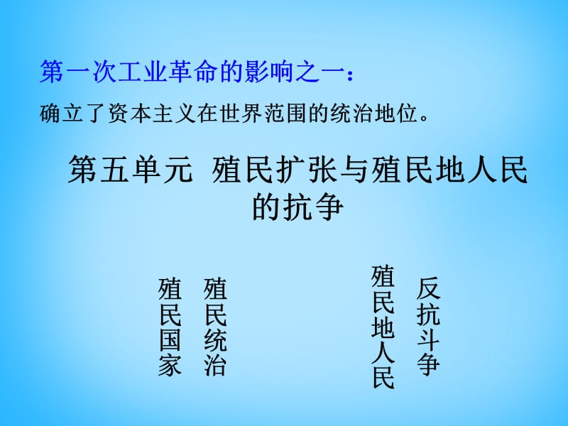 中考历史第一轮考点冲刺复习九上第五单元殖民扩张与殖民地人民的抗争课件_第1页