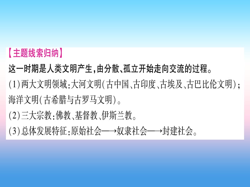 中考历史总复习第一篇考点系统复习板块4世界古、近代史主题一世界古代文明的产生与发展（精讲）课件_第3页