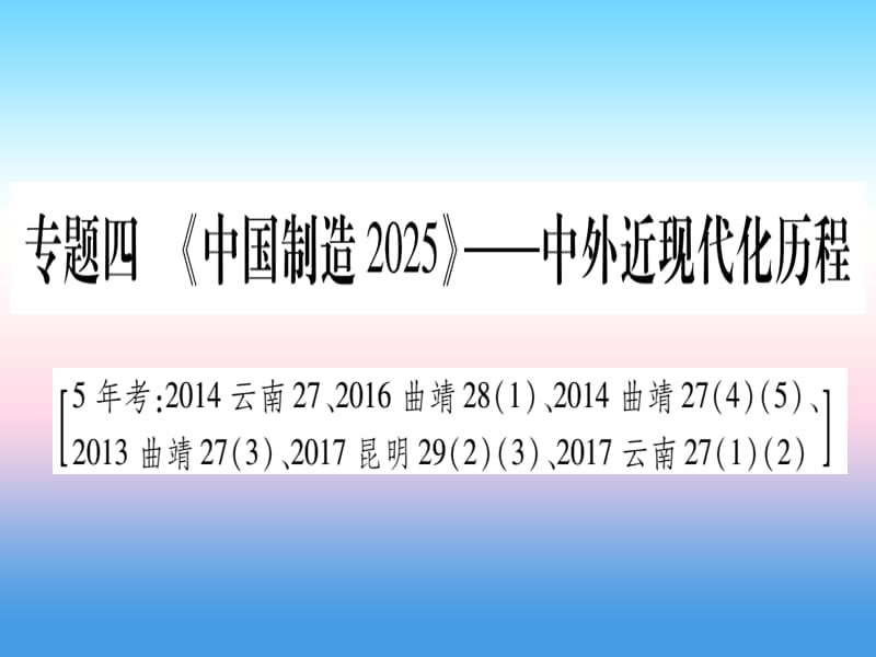 中考历史准点备考板块六知能综合提升专题四《中国制造2025》—中外近现代化历程课件 (1)_第1页