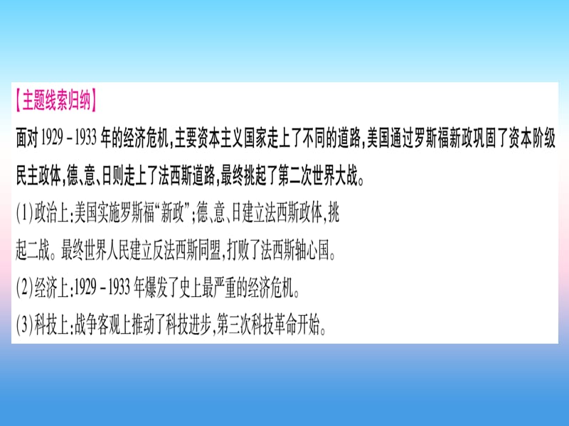 中考历史总复习第一篇考点系统复习板块5世界现代史主题二资本主义经济危机和第二次世界大战（精讲）课件_第3页