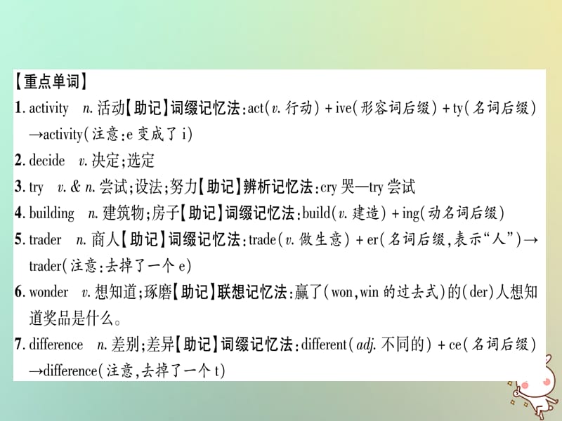 八年级英语上册背记手册Unit1What’sthematterSectionB课件8_第2页