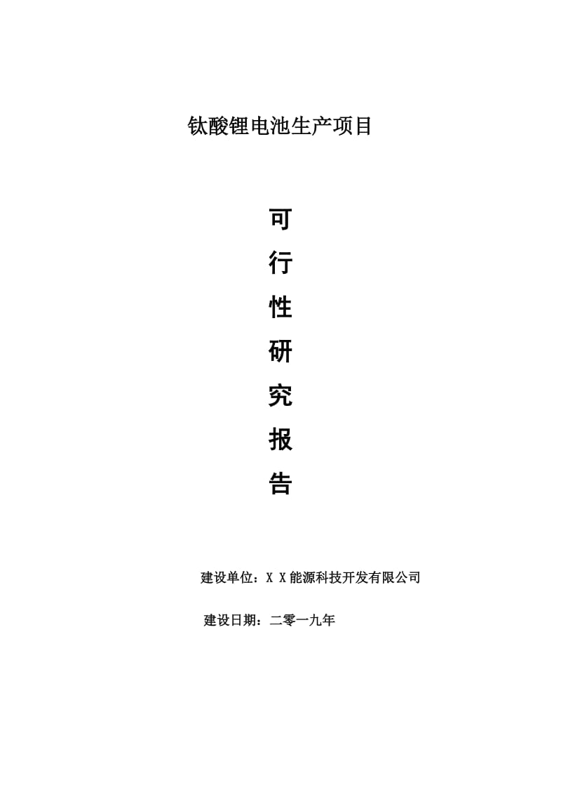 钛酸锂电池生产项目可行性研究报告【量身编辑】_第1页