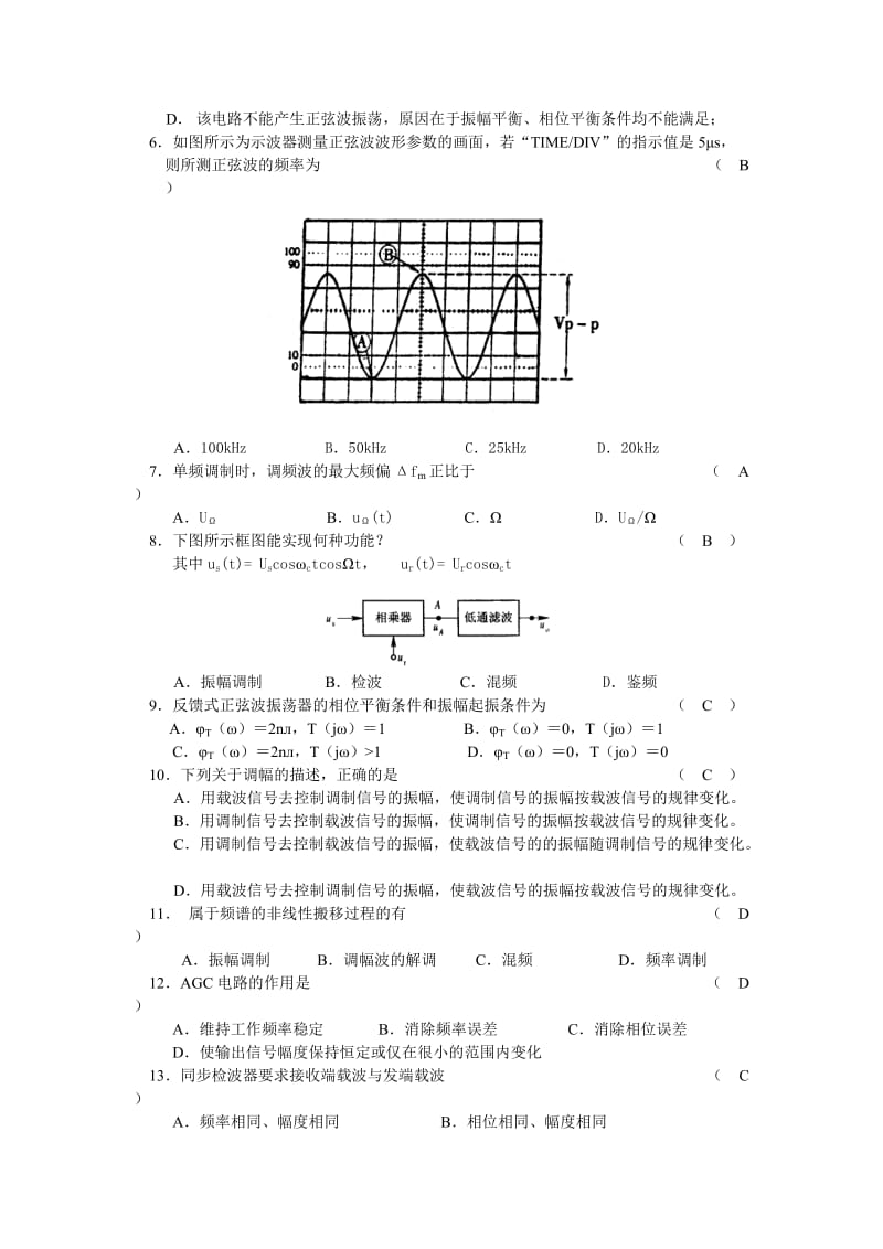 《高频电子线路》模拟考试试卷7及参考答案_第2页