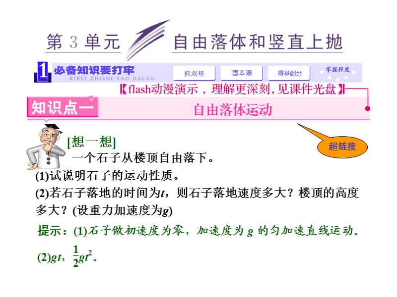 2014届高考物理二轮复习课件专题1第3单元自由落体和竖直上抛.ppt_第1页