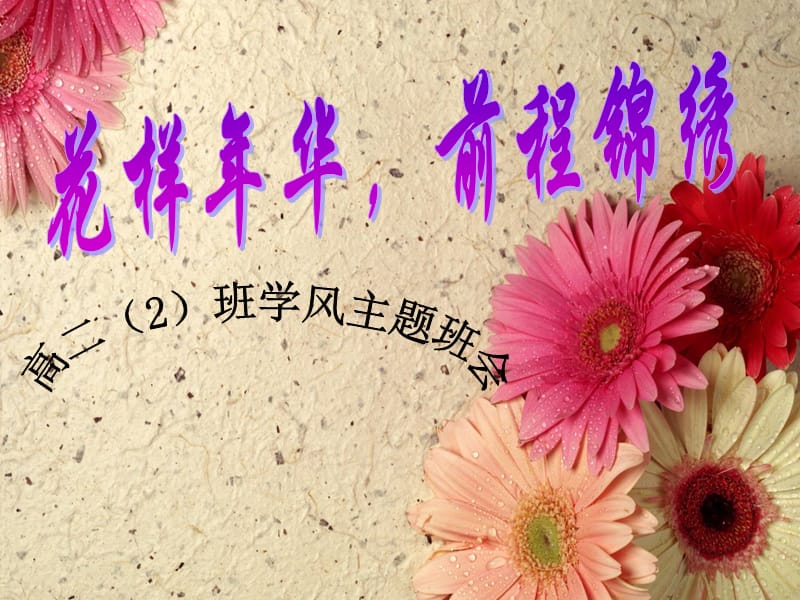 花樣年華,前程錦繡--高二班學風主題班會.ppt_第1頁