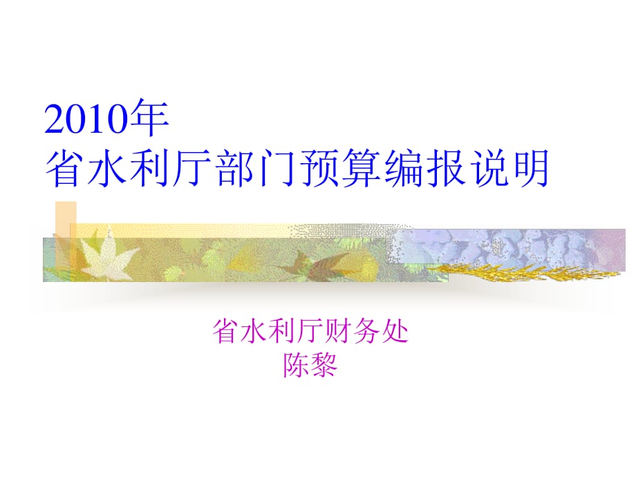 省水利厅部门预算编报说明.ppt_第1页