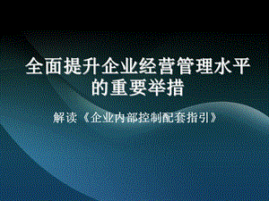 全面提升企業(yè)經(jīng)營管理水平的重要舉措.ppt