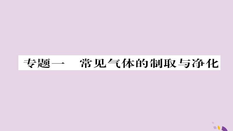 中考化学总复习第编重点题型突破篇专题常见气体的制取与净化精讲课件_第1页