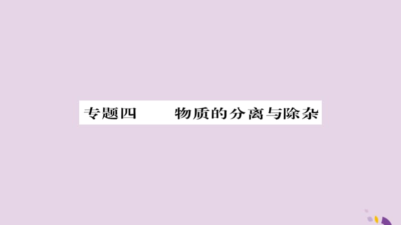 中考化学总复习第二轮专题训练提升能力专题四物质的分离与除杂练习课件_第1页