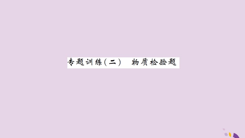 中考化学一轮复习专题训练二物质检验题习题课件_第1页