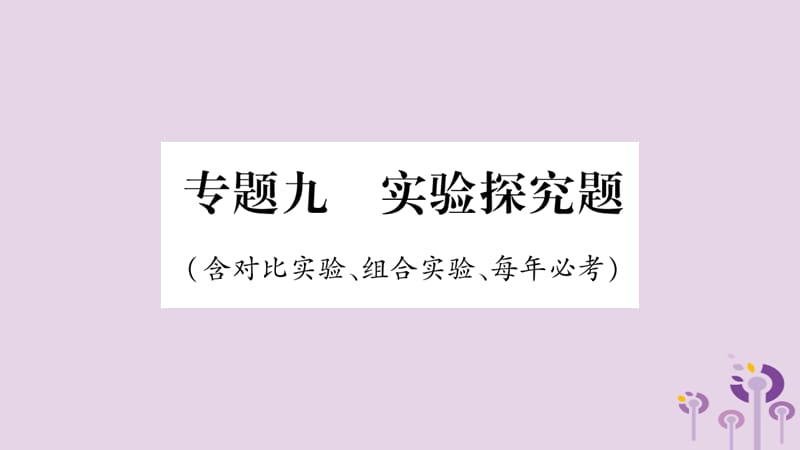 重难题型专题突破专题九实验探究题含对比试验组合试验精讲课件_第1页