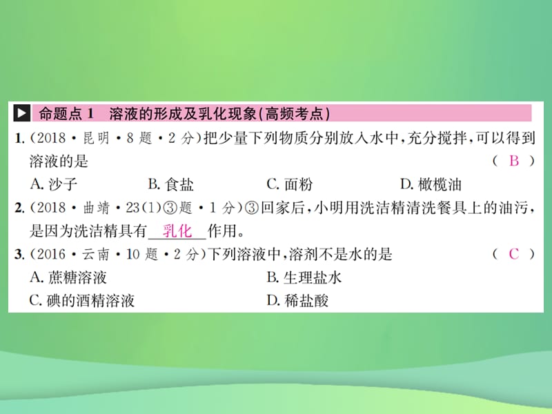 中考化学总复习教材考点梳理第九单元溶液课件_第2页