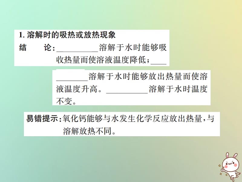 下册第九单元溶液课题溶液的形成第课时溶解时的吸热或放热现象习题课件新版新人教版_第2页