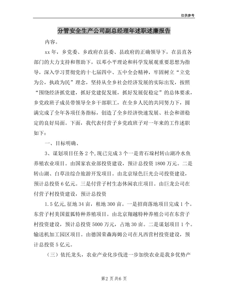 分管安全生产公司副总经理年述职述廉报告.doc_第2页