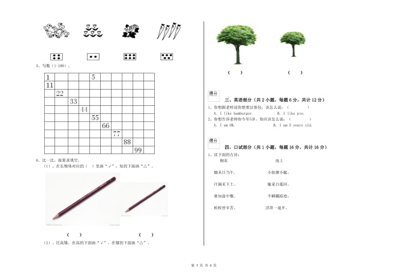 实验幼儿园幼升小衔接班考前检测试卷C卷 含答案.doc_第3页