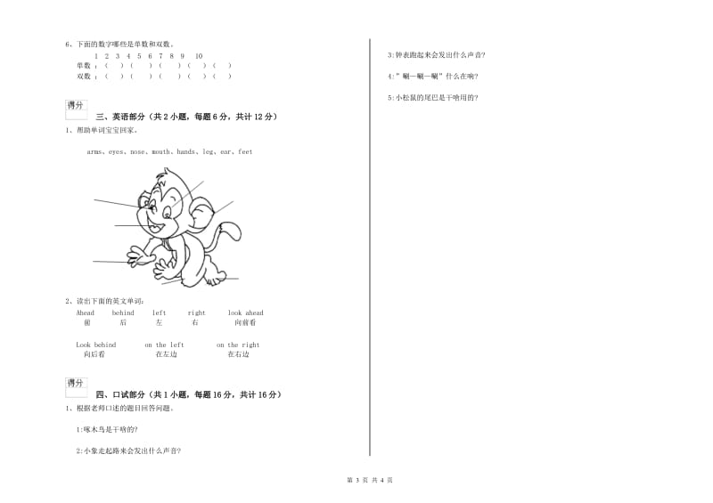 实验幼儿园大班期中考试试题B卷 附答案.doc_第3页