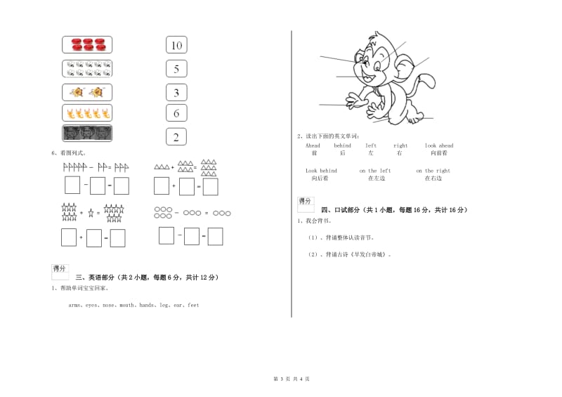 实验幼儿园幼升小衔接班期中考试试题B卷 含答案.doc_第3页