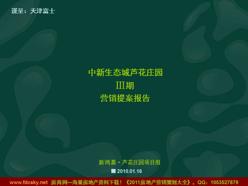 2010年01月16日天津中新生态城芦花庄园Ⅲ期营销提案报告.ppt_第1页