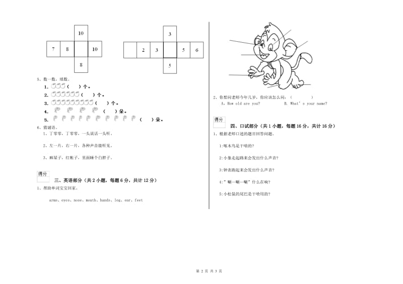 实验幼儿园幼升小衔接班开学检测试卷B卷 附解析.doc_第2页