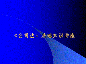 《公司法》基礎(chǔ)知識講座.ppt