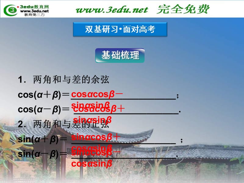 2012届高三数学两角和与差的三角函数.ppt_第3页