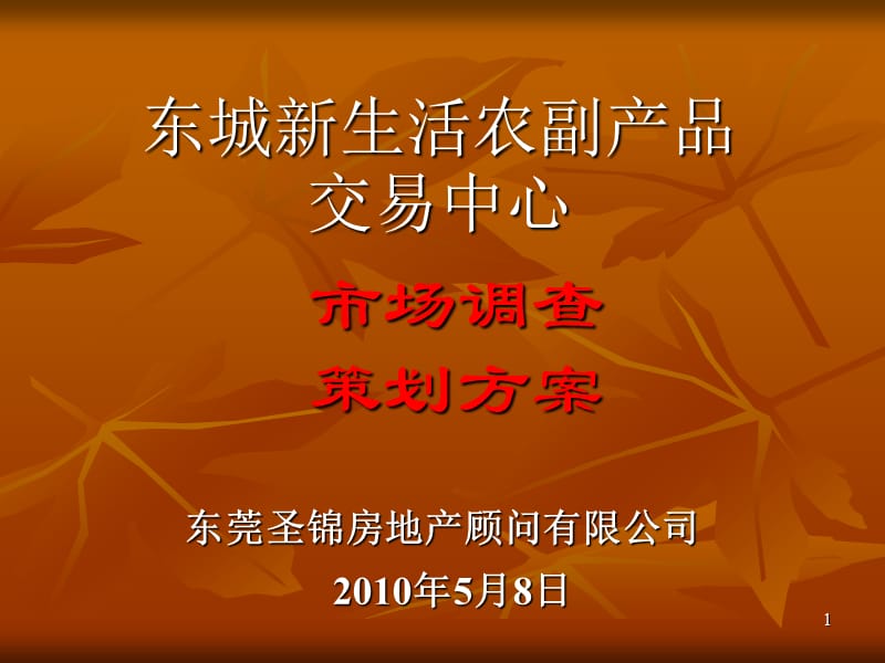 东城新生活农副产品交易中心市场调查策划方案.ppt_第1页