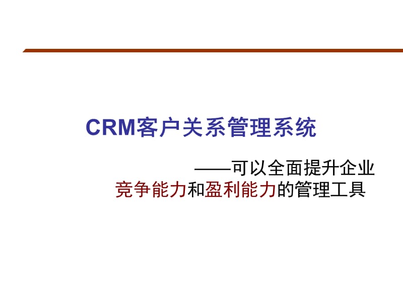 客户关系管理系统CRM-竞争能力和盈利能力的管理工具.ppt_第1页