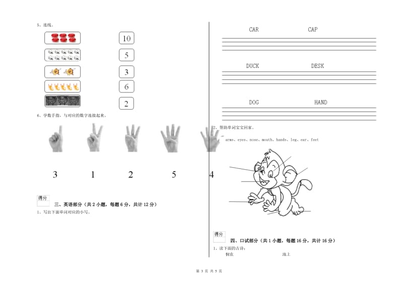 2019年重点幼儿园小班强化训练试卷C卷 附答案.doc_第3页