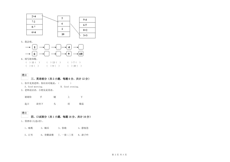 2019年重点幼儿园小班每周一练试卷D卷 附答案.doc_第2页